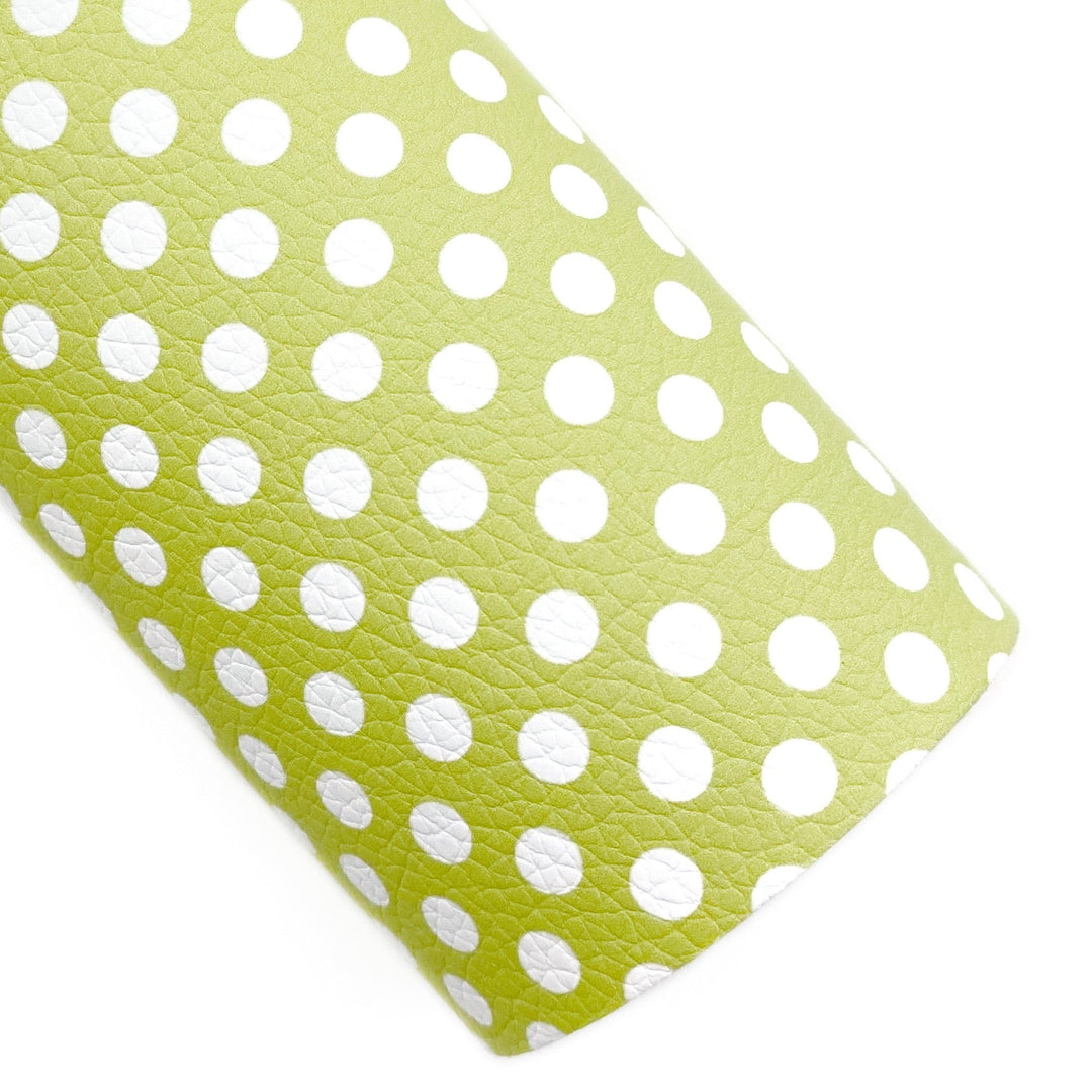 Chartreuse Polka Dots Vegan Leather