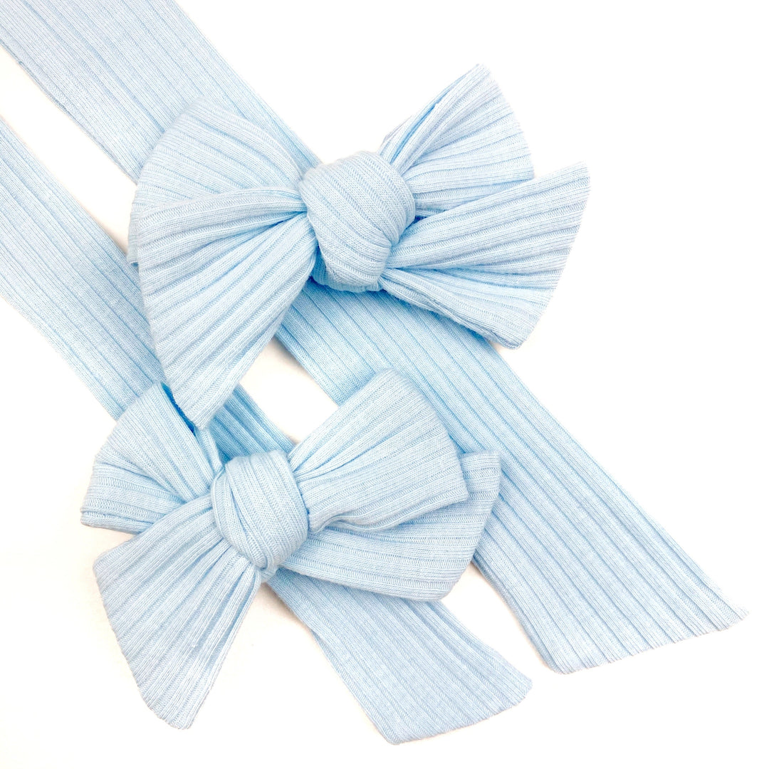 Baby Blues Rib Knit  Effortless Bow Strips - Closed Edge