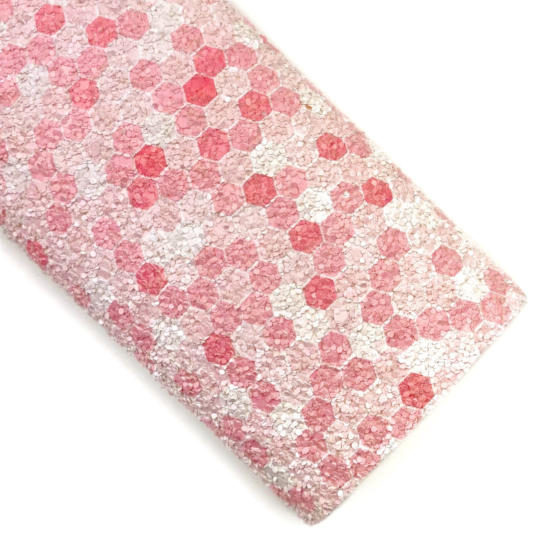 Pink Sweet Honeycomb Chunky Glitter Faux Leather Sheets