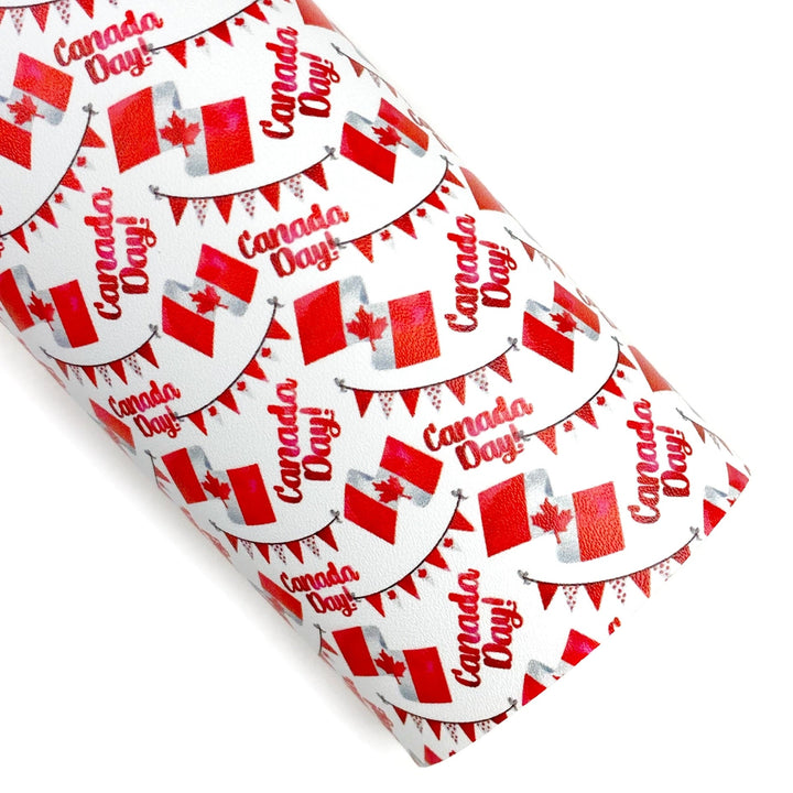 Happy Canada Day Watercolor Vegan Leather