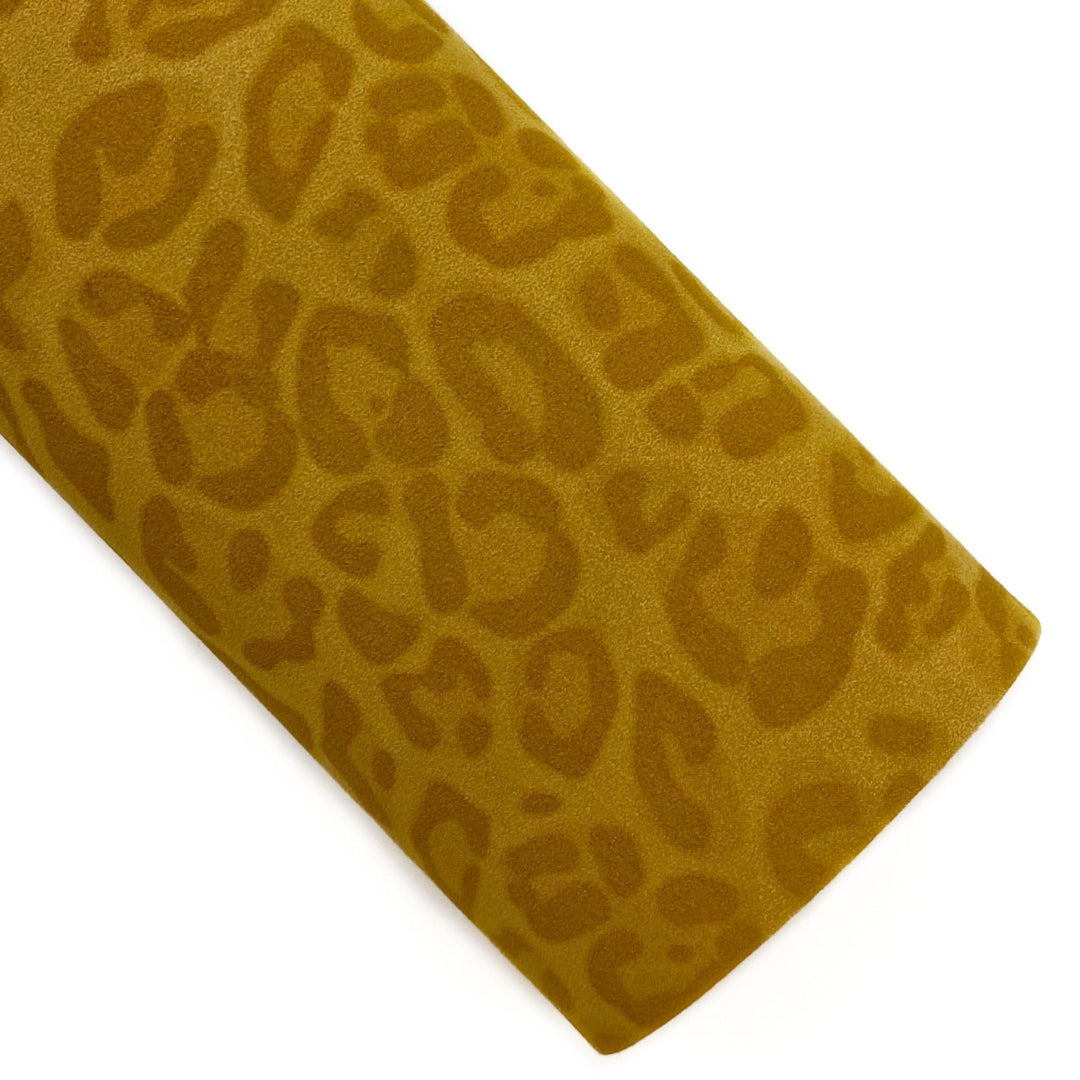 Mustard Leopard Suede Vegan Leather Sheets