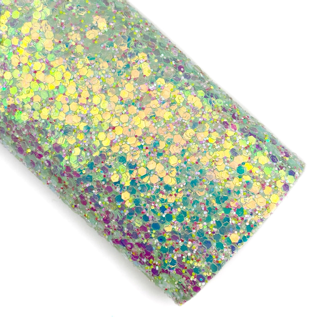 Spring Greens Opal Glitter Faux Leather Sheets