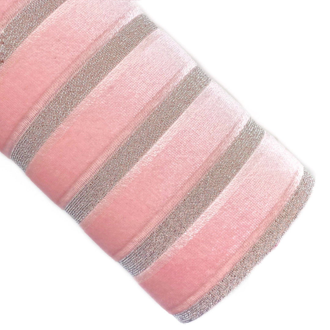 Blush Ribbon Stripe Velvet Vegan Leather Sheets