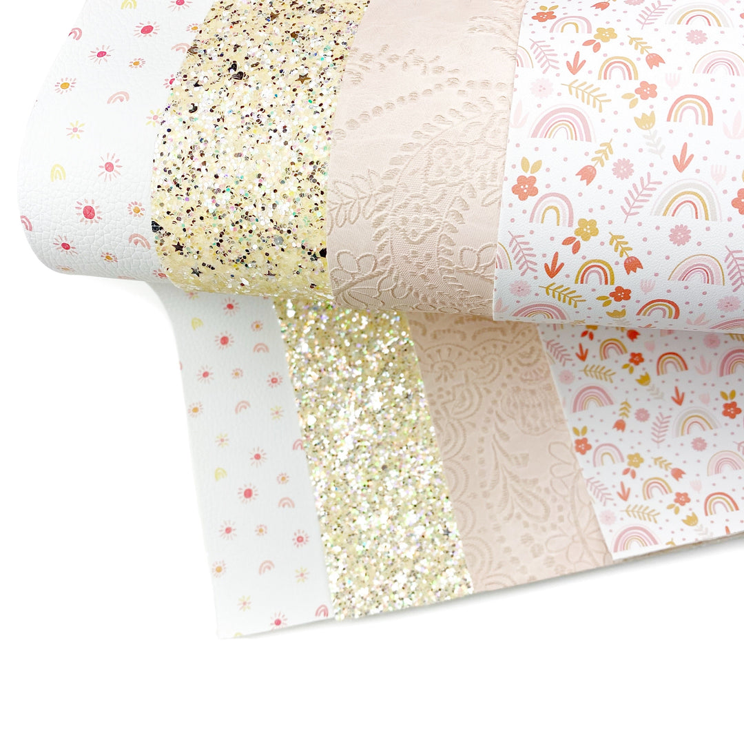 Pale Friendship Glitter Faux Leather Sheets