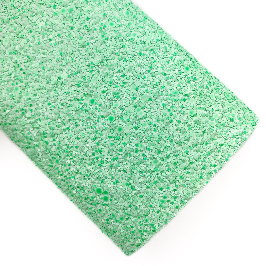 Green Chalk Matte Glitter Faux Leather Sheets