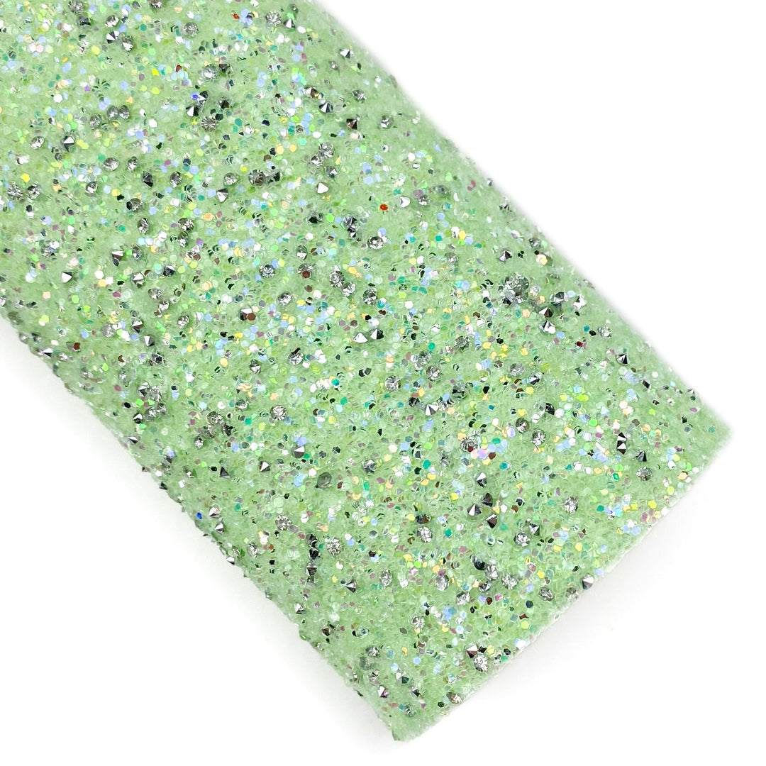 Green Diamond Glitter Faux Leather Sheets