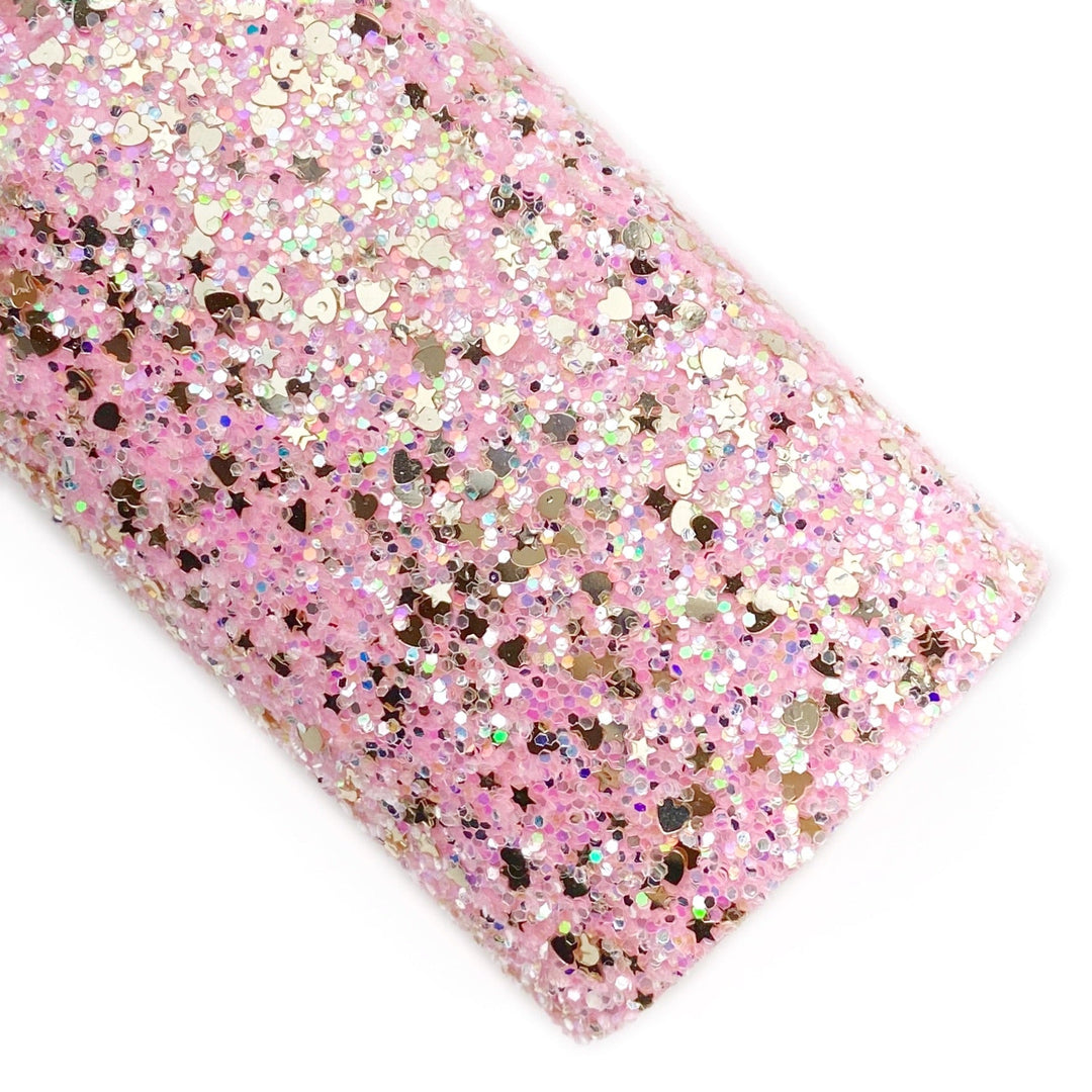 Pink Golden Friendship Glitter Faux Leather Sheets