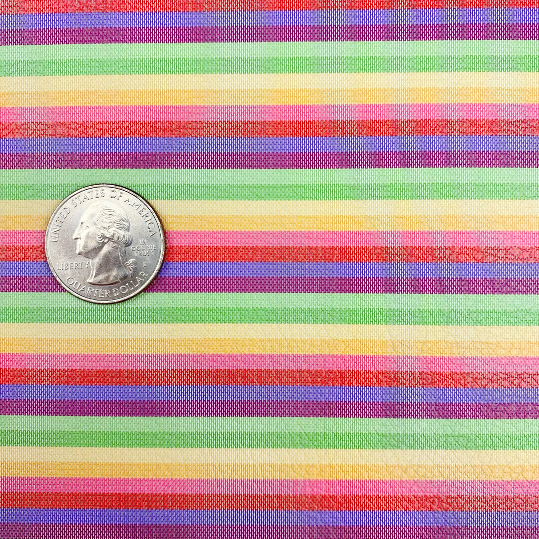 Fruit Stripe Rainbow Seersucker Vegan Leather