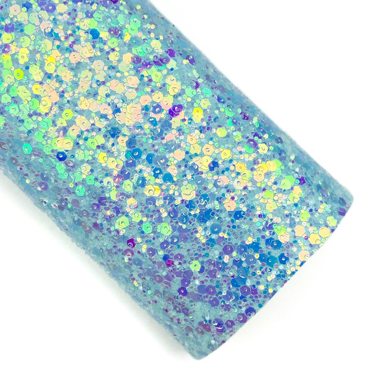 Soft Blue Opalescent Glitter Faux Leather Sheets