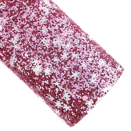 Pretty Pink Snowflake Chunky Glitter Sheet