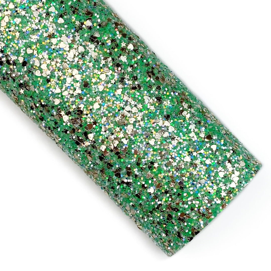 Light Green Friendship Glitter Faux Leather Sheets