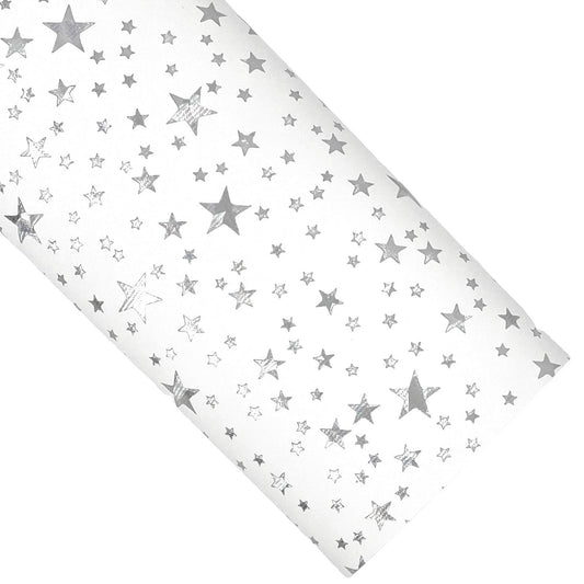 White Holo Stars Smooth Vegan Leather Sheets