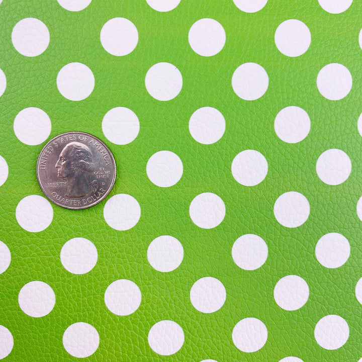 Green Large Polka Dots Vegan Leather