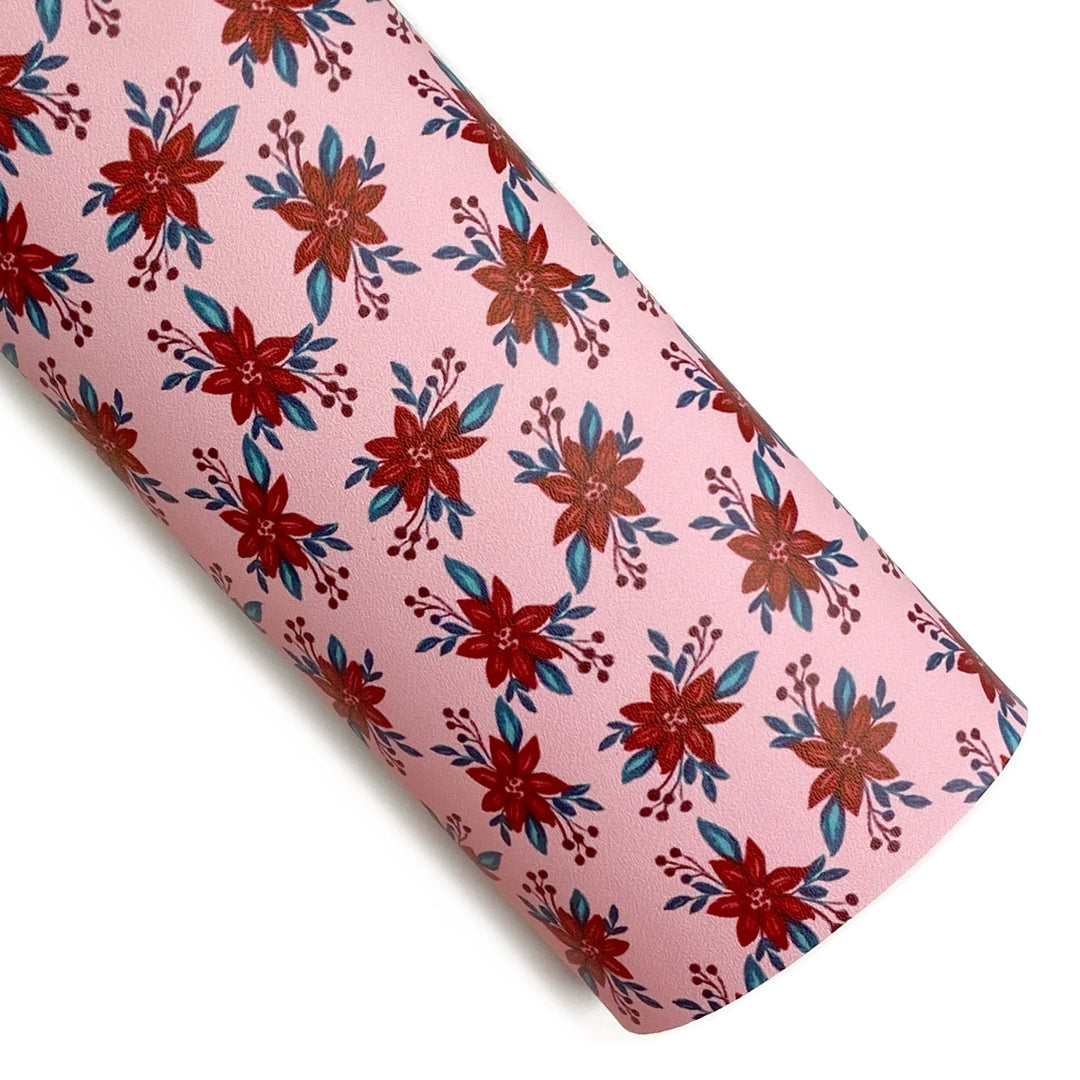 Pink Poinsettia Vegan Leather