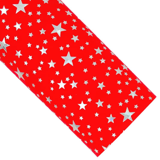 Red Holo Stars Smooth Vegan Leather Sheets