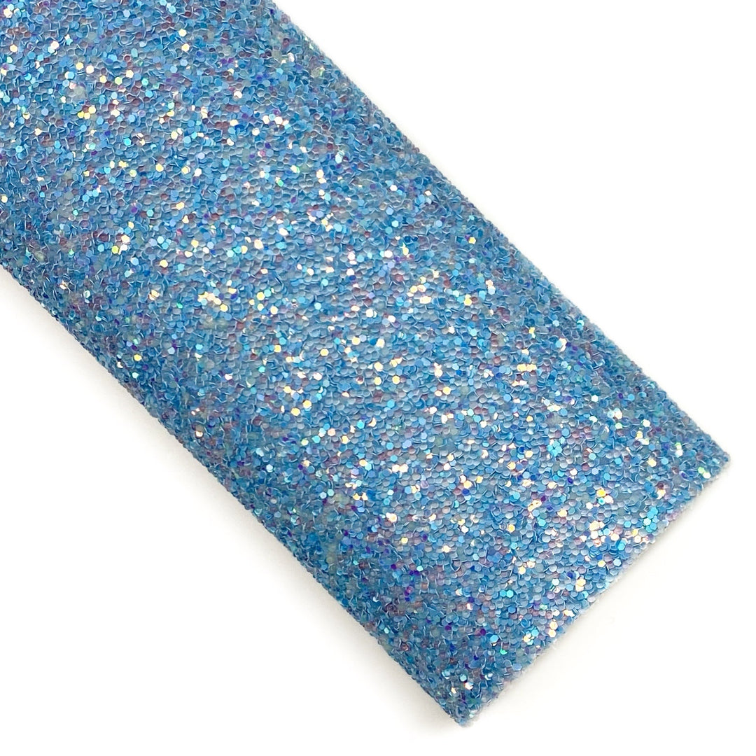 Mist Blue Pearled Globe Glow in the Dark Glitter Faux Leather Sheets