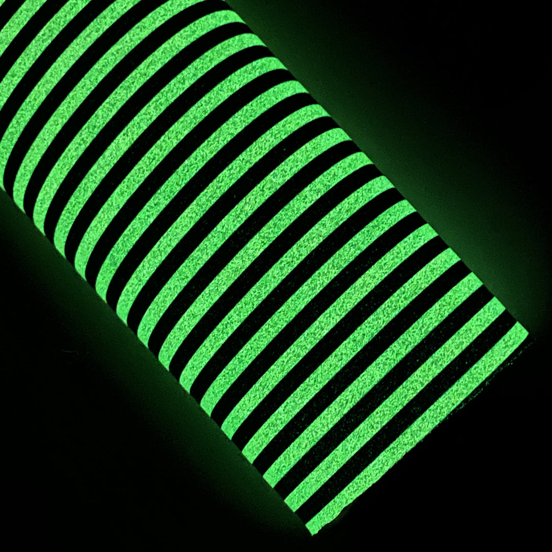 Black & Blush Stripes Glow In The Dark Vegan Leather