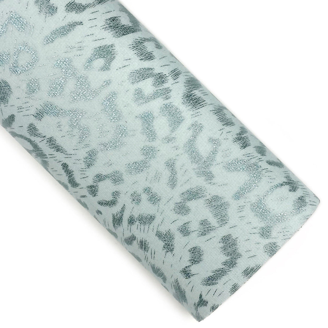 Sky Metallic Leopard Velvet Vegan Leather Sheets