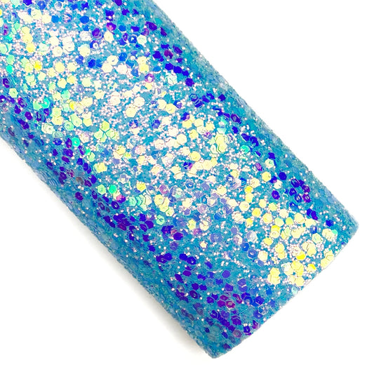 Blue Shimmer Glitter Faux Leather Sheets