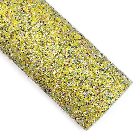 Yellow Pearled Globe Glow in the Dark Glitter Faux Leather Sheets