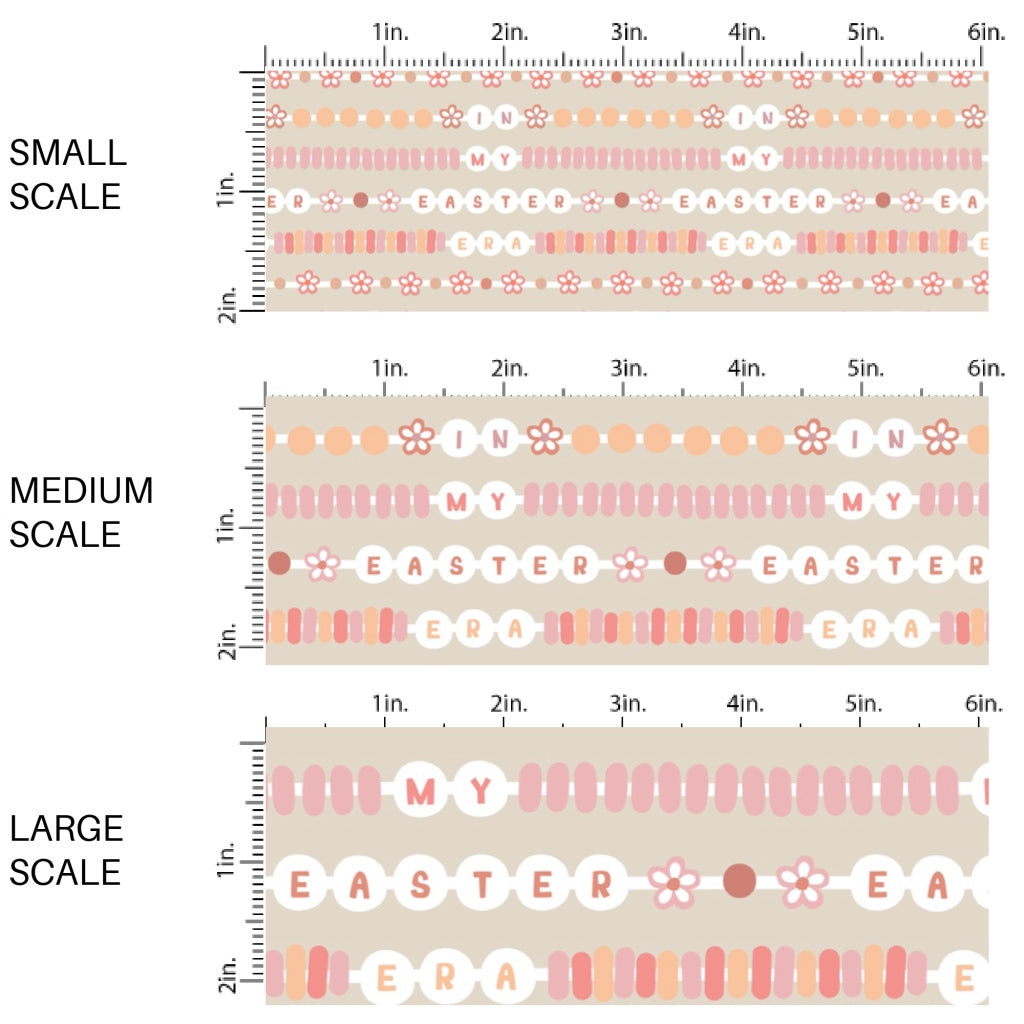 This Easter themed fabric by the yard features floral friendship bracelets. This fun pattern fabric can be used for all your sewing and crafting needs!