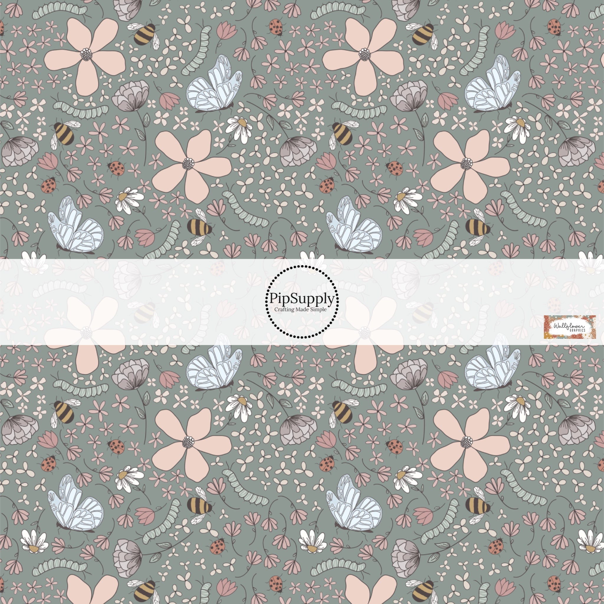 Spring Flowers and Insects Fabric By The Yard - In the Springtime ...