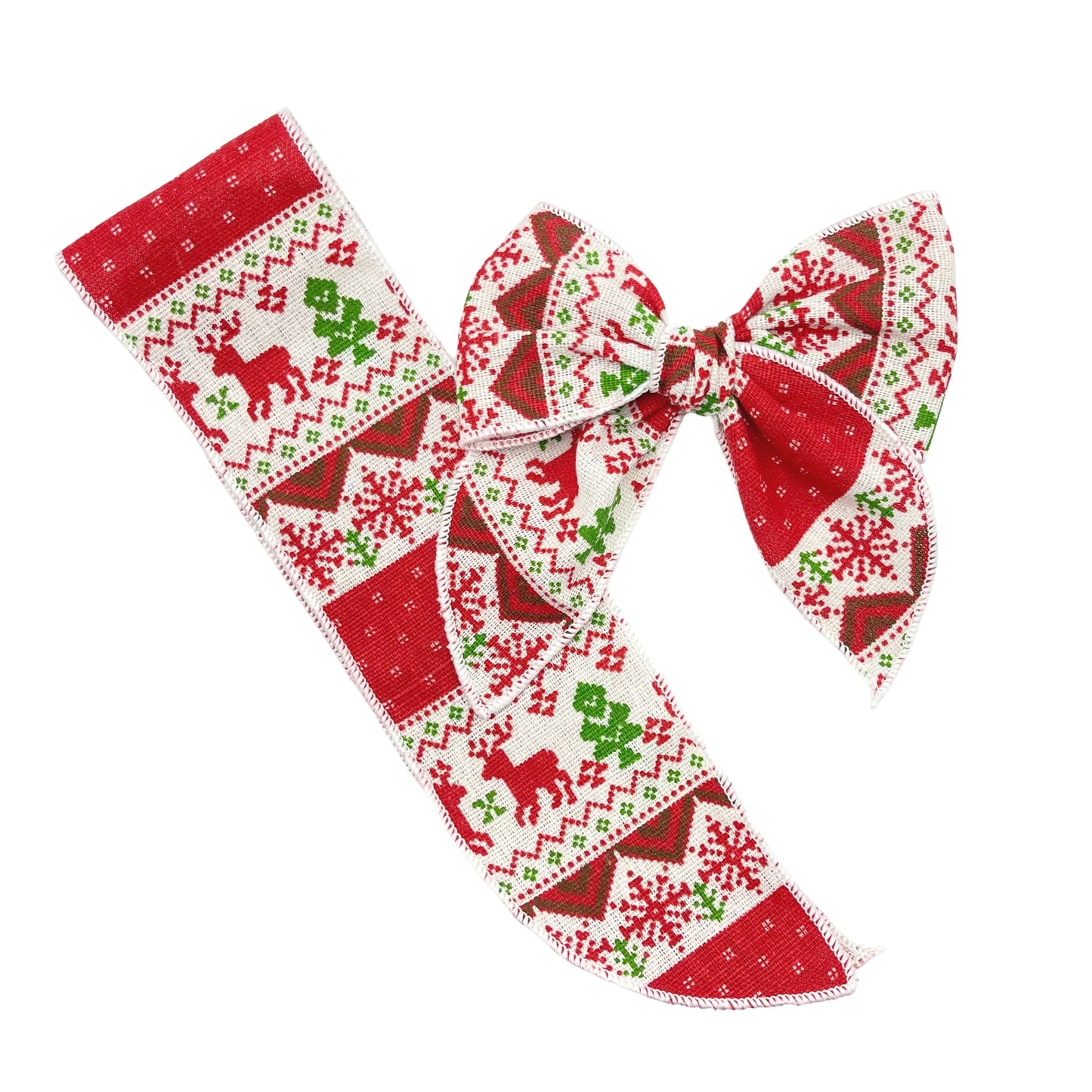 Christmas Sweater Woven Hair Bow Strips