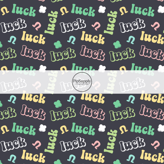 "Luck" Navy Blue St. Patrick's Day Fabric by the Yard.
