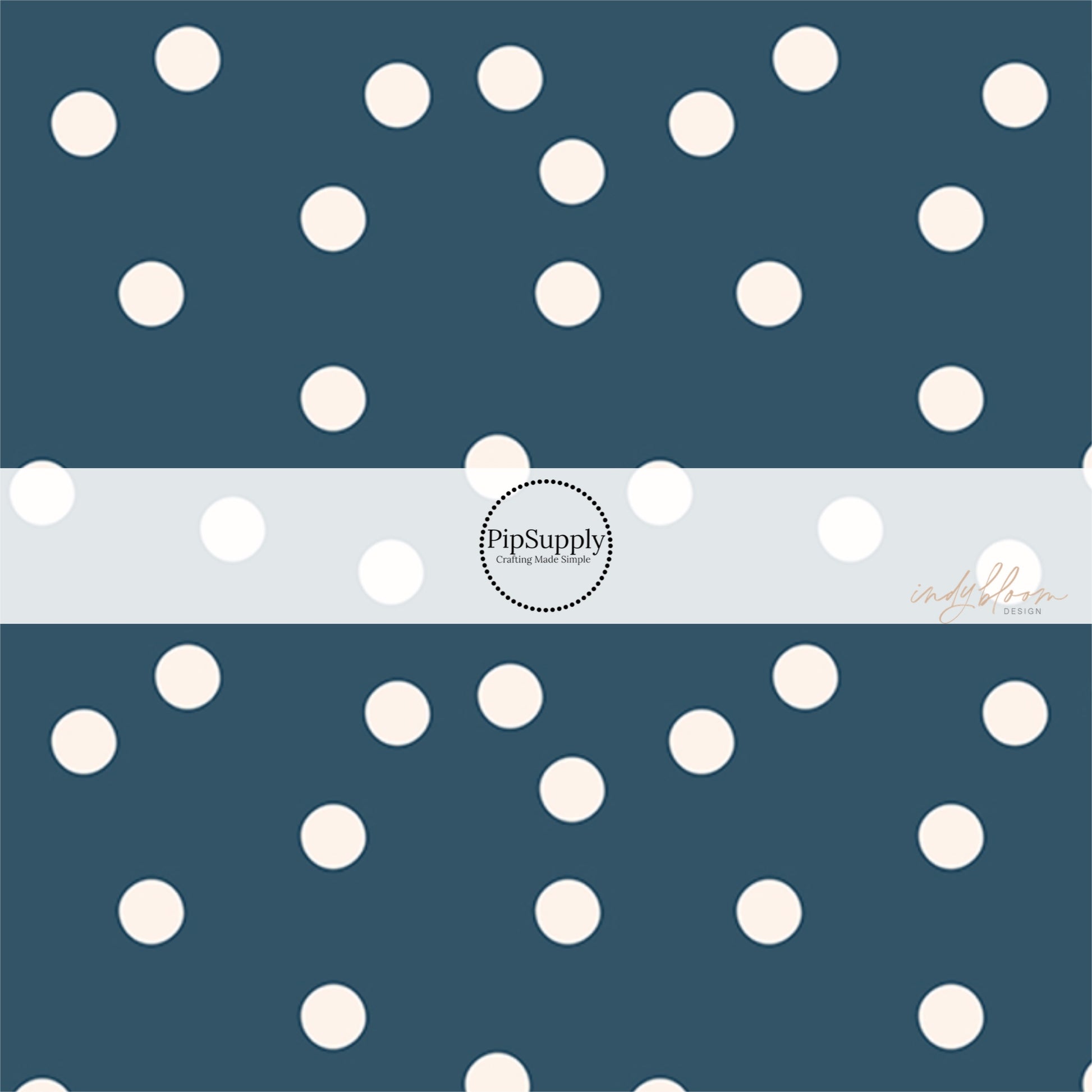 These dot themed no sew bow strips can be easily tied and attached to a clip for a finished hair bow. These fun dot bow strips are great for personal use or to sell. The bow stripes features small white dots on dark blue.