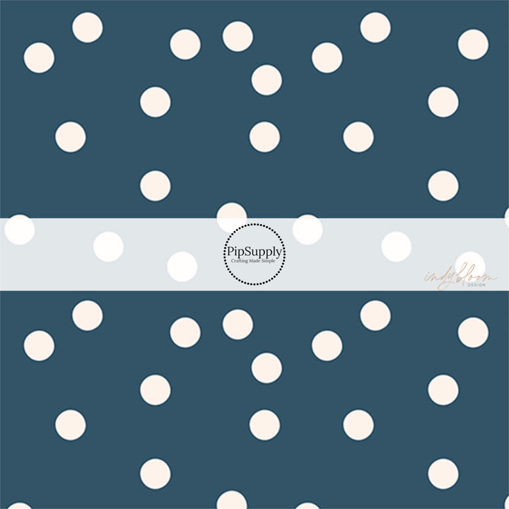 These dot themed no sew bow strips can be easily tied and attached to a clip for a finished hair bow. These fun dot bow strips are great for personal use or to sell. The bow stripes features small white dots on dark blue.