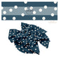 These dot themed no sew bow strips can be easily tied and attached to a clip for a finished hair bow. These fun dot bow strips are great for personal use or to sell. The bow stripes features small white dots on dark blue.