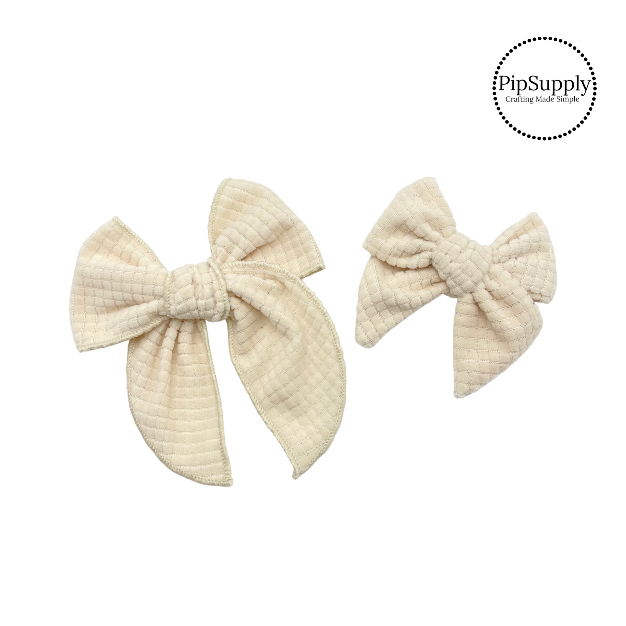 Ivory Fall Bow Strips Ivory Velvet Checkered Hair Bow Strips Fall