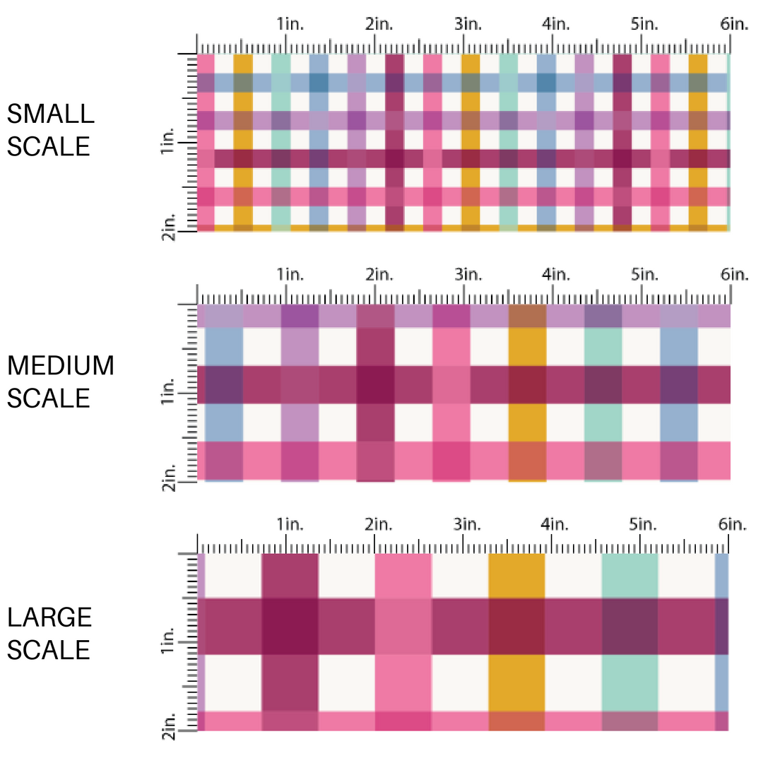 Multi-Colored Rainbow Plaid Fabric by the Yard scaled image guide.