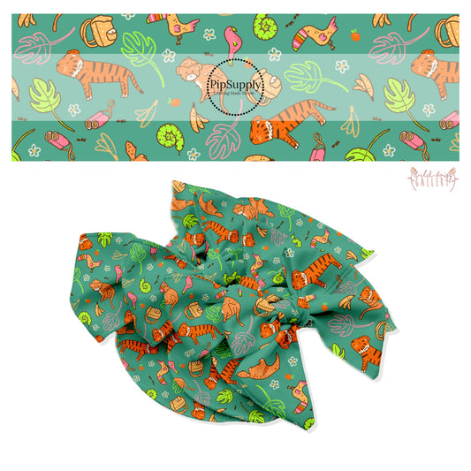These fun jungle animal bow strips features lions, birds, snakes, monkeys, toucans, bananas, leaves and flowers are great for personal use or to sell.