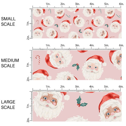 These Christmas Santa themed pattern fabric by the yard features the following design elements: Santa on pink. This fun themed fabric can be used for all your sewing and crafting needs!