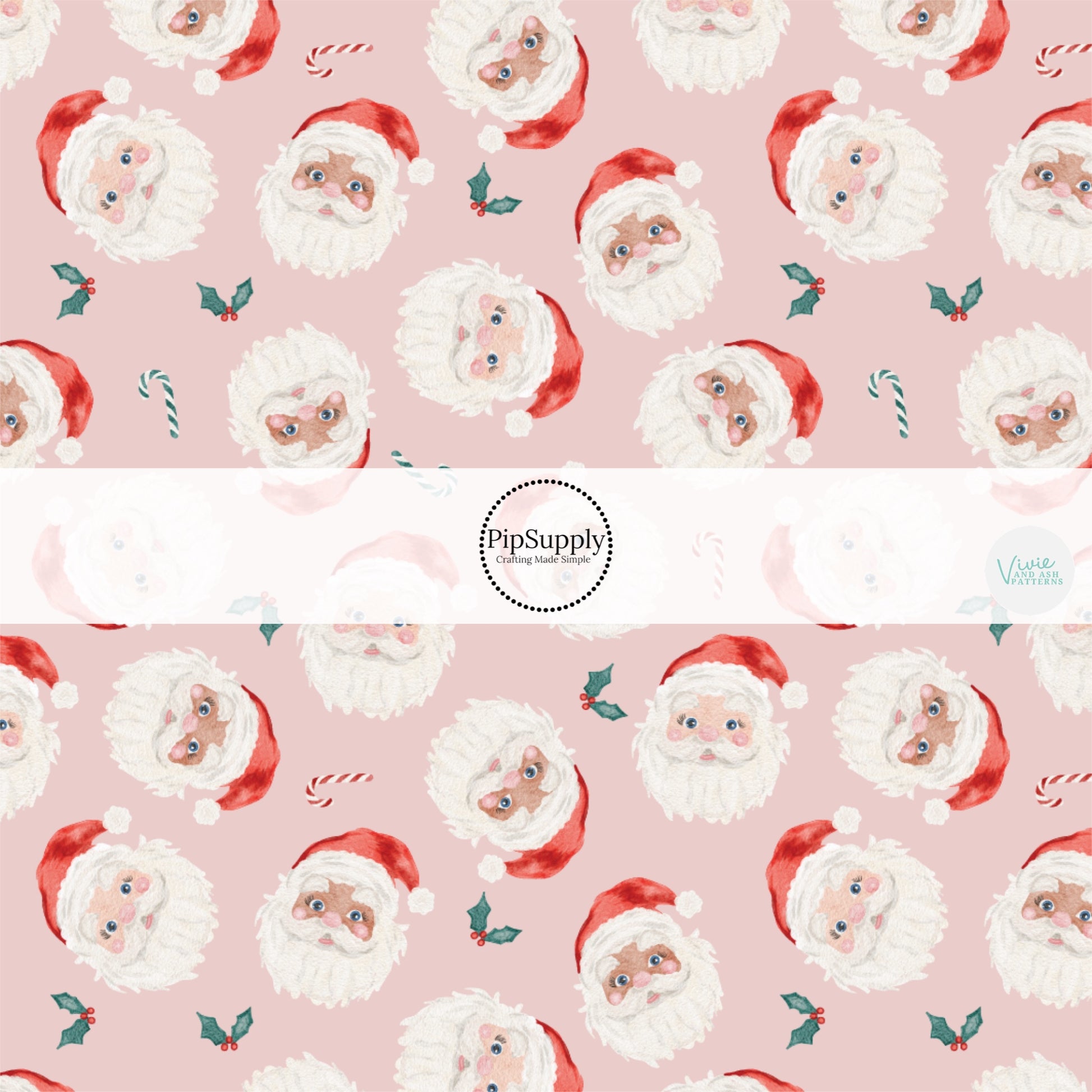 These Christmas Santa themed pattern fabric by the yard features the following design elements: Santa on pink. This fun themed fabric can be used for all your sewing and crafting needs!