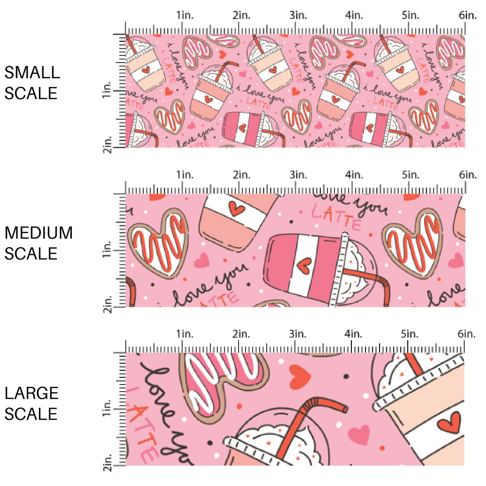 Valentine's Day Themed Drinks and Cookies on Pink Fabric by the Yard scaled image guide.