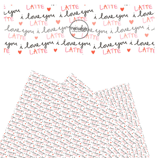 These Valentine's pattern themed faux leather sheets contain the following design elements: love words and hearts on white. Our CPSIA compliant faux leather sheets or rolls can be used for all types of crafting projects.