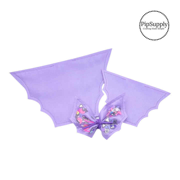 Lavender Bat Shaped Fillable Shaker Hair Bows