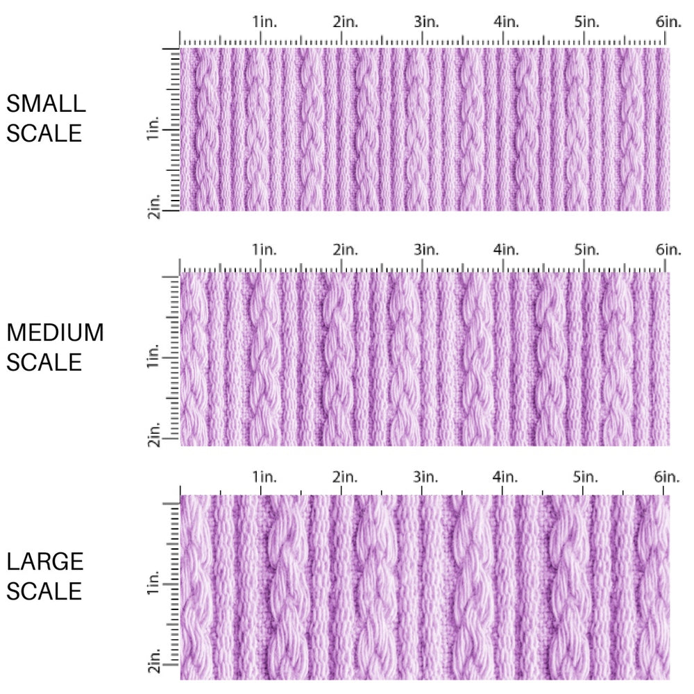This winter pattern fabric by the yard features lavender cable knit sweater pattern. This fun winter fabric can be used for all your sewing and crafting needs!