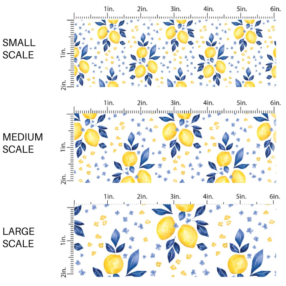 These spring fabric by the yard features spring flowers and lemons. This fun pattern fabric can be used for all your sewing and crafting needs!