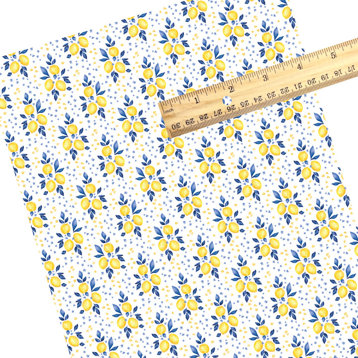 These spring themed faux leather sheets contain the following design elements: spring flowers and lemons. Our CPSIA compliant faux leather sheets or rolls can be used for all types of crafting projects.