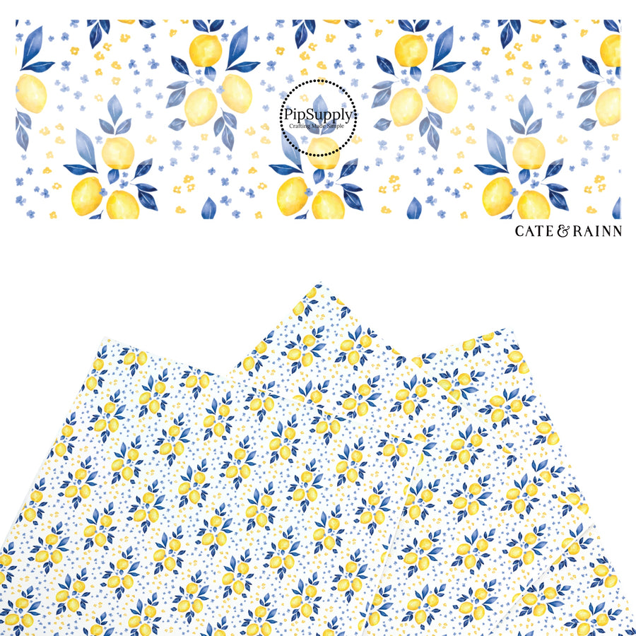 These spring themed faux leather sheets contain the following design elements: spring flowers and lemons. Our CPSIA compliant faux leather sheets or rolls can be used for all types of crafting projects.