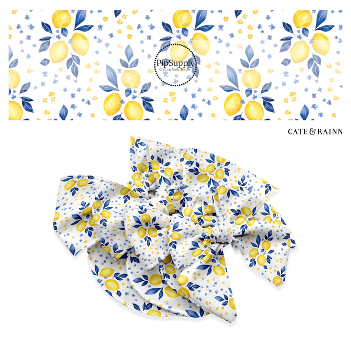 These spring themed no sew bow strips can be easily tied and attached to a clip for a finished hair bow. These bow strips are great for personal use or to sell. These bow strips feature the following design elements: spring flowers and lemons.