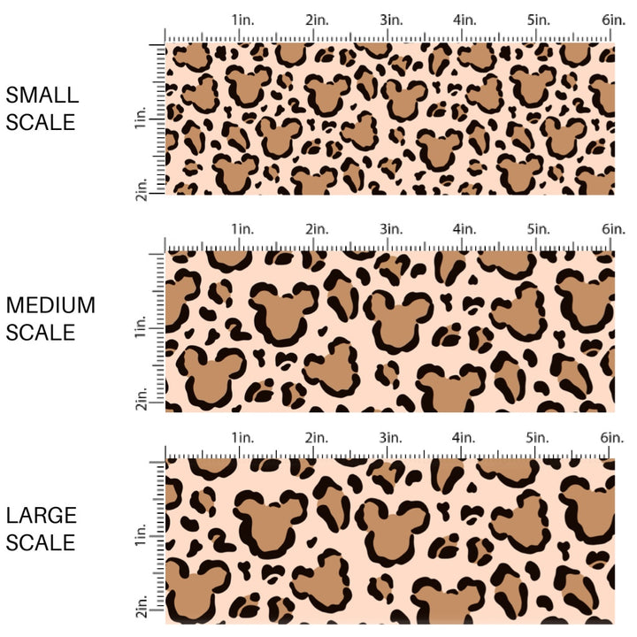 This high-quality fabric by the yard features a brown leopard mouse pattern. This fun patterned fabric can be used for all your sewing and crafting needs!