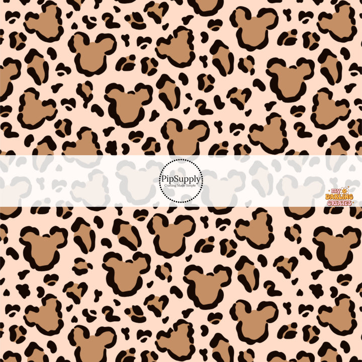This high-quality fabric by the yard features a brown leopard mouse pattern. This fun patterned fabric can be used for all your sewing and crafting needs!