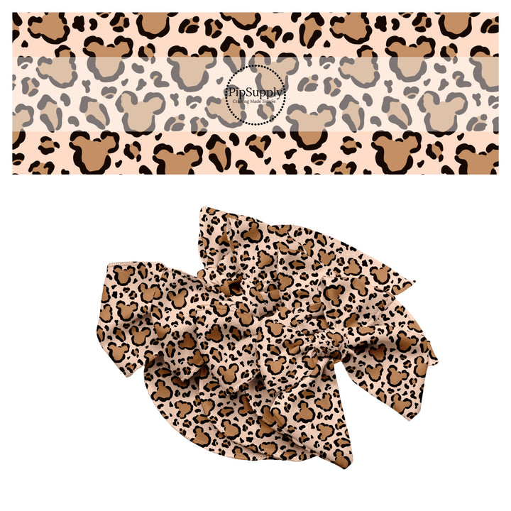 These magical themed no sew bow strips can be easily tied and attached to a clip for a finished hair bow. These bow strips are great for personal use or to sell. These bow strips feature the following design elements: brown leopard mouse.