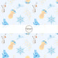 This snowflake and ice inspired fabric by the yard features the following design: blonde princess and snowman surrounded by castles and snowflakes on light blue. This fun themed fabric can be used for all your sewing and crafting needs!