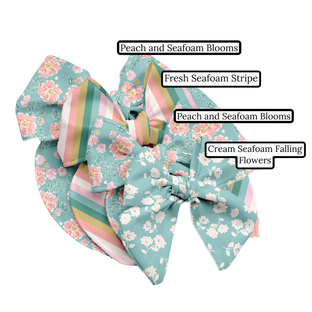 Fresh Seafoam Stripe Hair Bow Strips