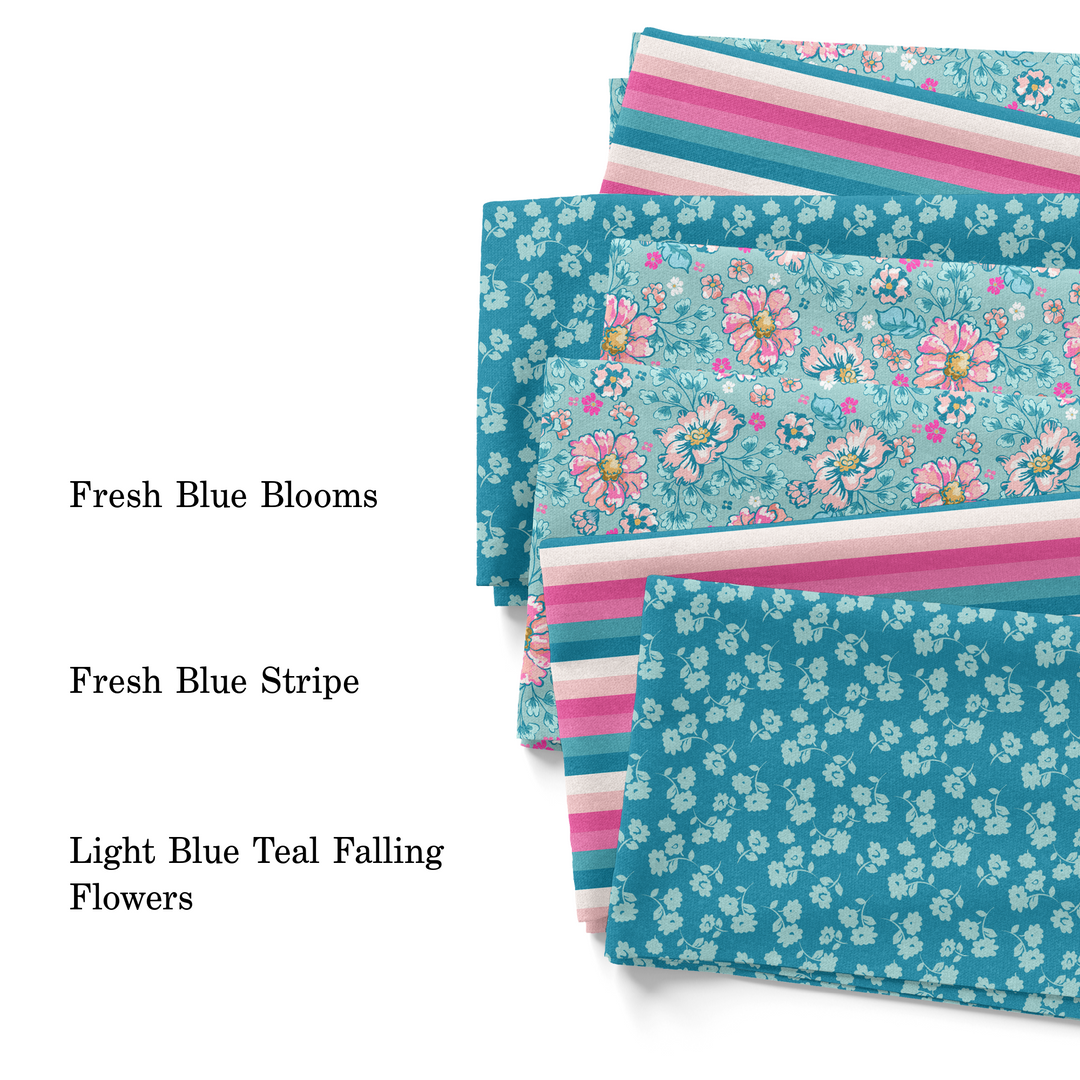 Fresh Blue Blooms Fabric By The Yard